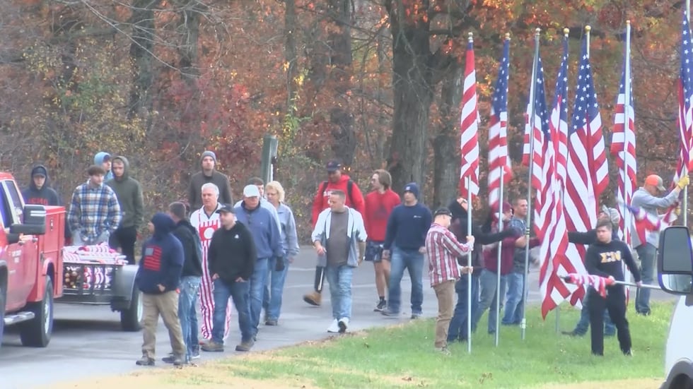 Volunteers raised more than 900 flags at Cape County Park North Friday morning, Nov. 10 for...