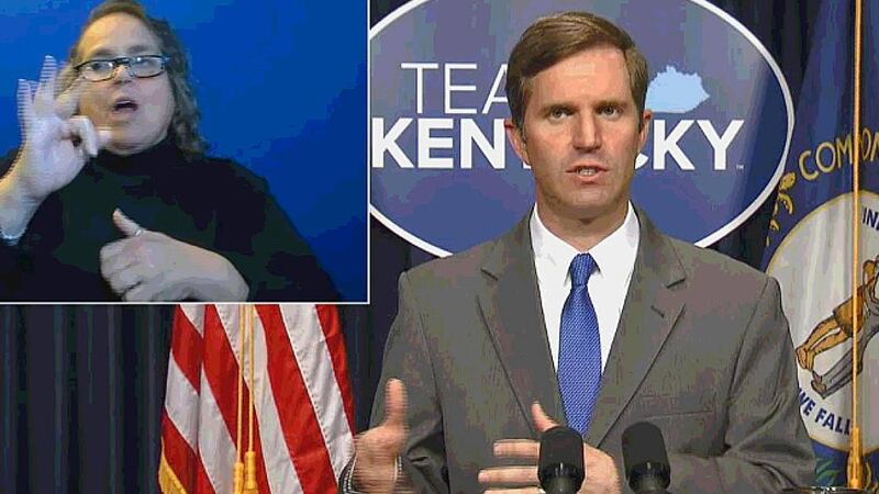 Gov. Andy Beshear said the state was seeing a 3.99% positivity rate on March 15, 2021.