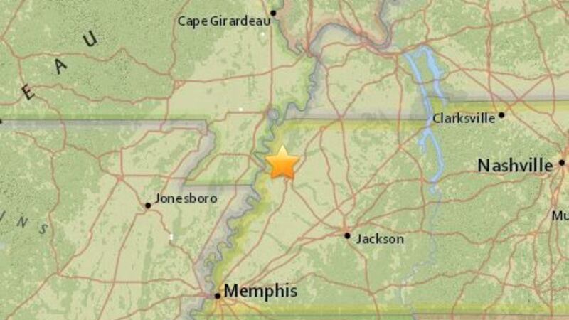 The USGS reports a 2.1 magnitude earthquake shook parts of northwestern Tennessee Monday...
