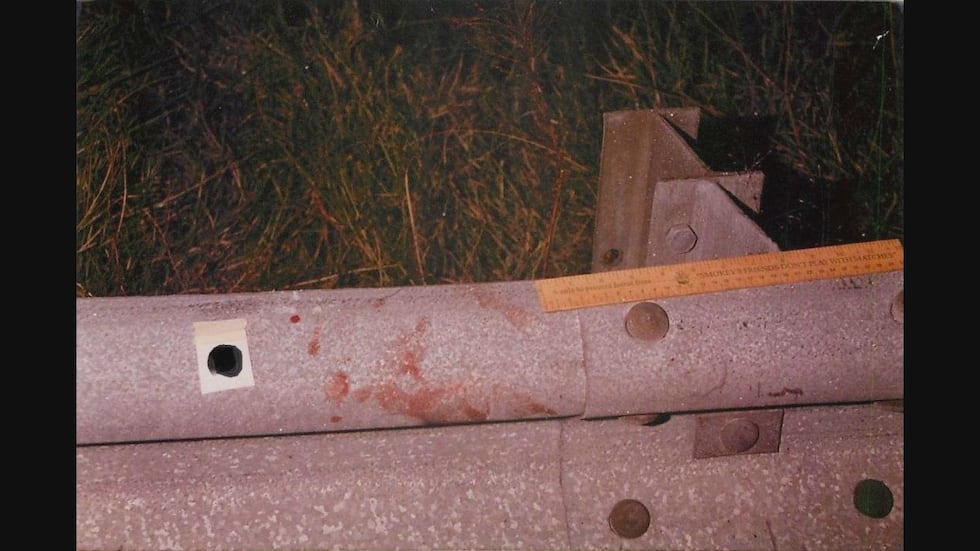 Blood found on the guardrail near Lawless' car.